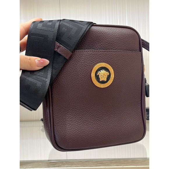Versace Handbags - Versace Crossbody Bag Vitello Granato Garnet Oro Medusa Biggie 1002885 Bag